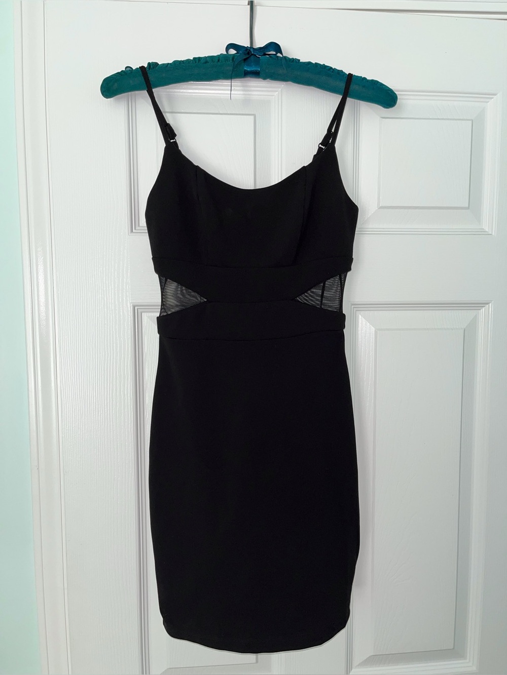 Black Party Dress with Mesh Illusion Side Panels & stretch by B. Smart - Size 0